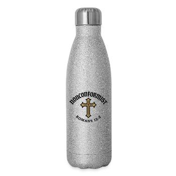 Anticonformiste Chrétien Romains 12:2 Croix d'Or - Gourde isotherme pailletée 500 ml - paillettes argentées - Droite