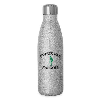 Ich kann nicht, ich habe Golf. - Glitzer Isolierflasche 500 ml - Silber Glitzer - Rechts