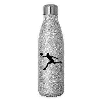 Tennisspieler in Aktion Spieler Schattenbild - Glitzer Isolierflasche 500 ml - Silber Glitzer - Rechts