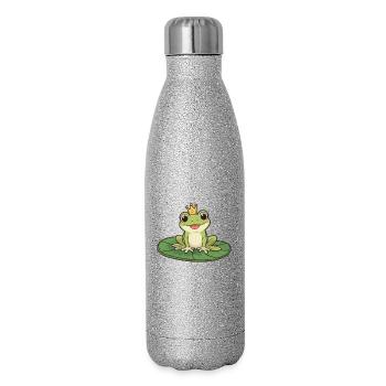 Froschkönig auf Seerose - Glitzer Isolierflasche 500 ml - Silber Glitzer - Rechts