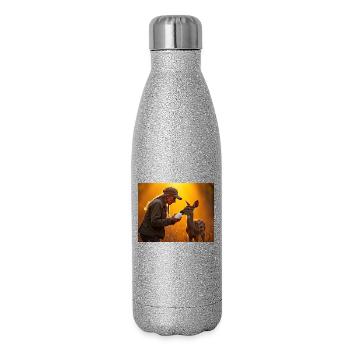 Abendlicht Rehbaby Fütterung - Glitzer Isolierflasche 500 ml - Silber Glitzer - Rechts
