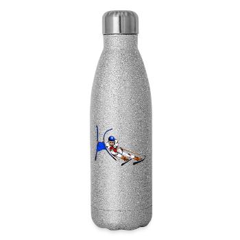 Skis alpins en vol sous arche - Gourde isotherme pailletée 500 ml - paillettes argentées - Droite