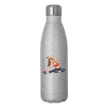 Flexible Fitness Pose Motif - Glitter Thermal Bottle 500 ml - silver glitter - Right
