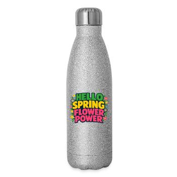 Bonjour Printemps Flower Power Dicton du printemps - Gourde isotherme pailletée 500 ml - paillettes argentées - Droite
