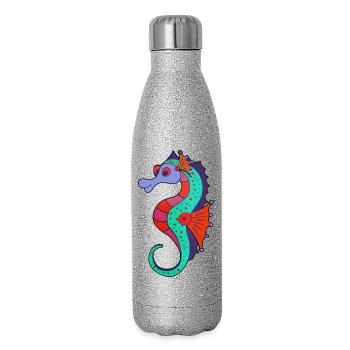 Hippocampe ardent aux couleurs fraîches - Gourde isotherme pailletée 500 ml - paillettes argentées - Droite