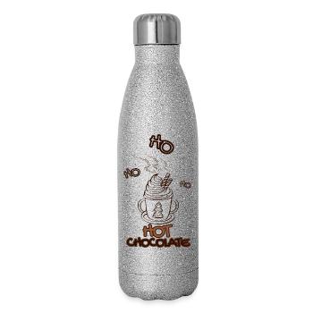 Chocolat chaud - Chocolat chaud à Noël - Gourde isotherme pailletée 500 ml - paillettes argentées - Droite