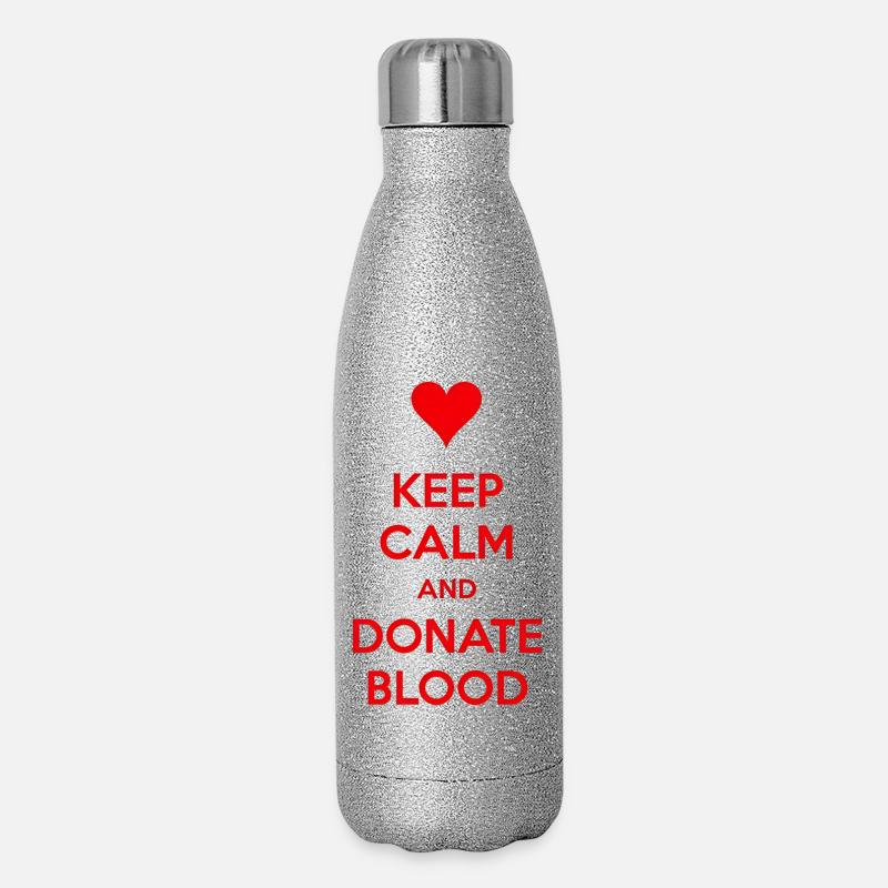 Bleib ruhig und spende Blut - Glitzer Isolierflasche 500 ml - Silber Glitzer