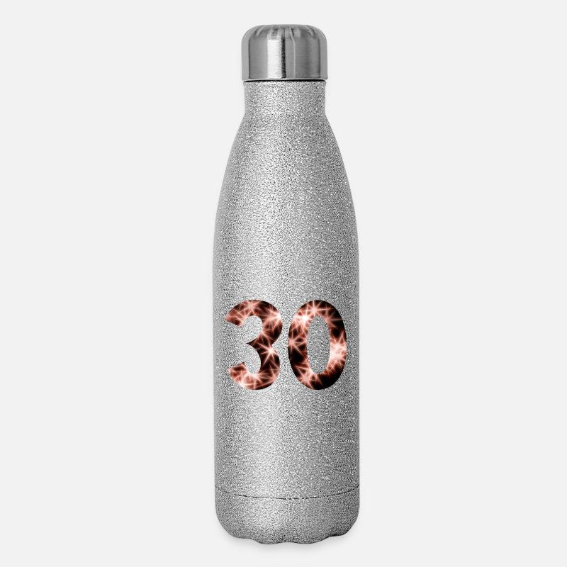 30th Birthday - Thirty-Year-Old - Glitter Thermal Bottle 500 ml - silver glitter