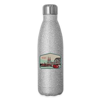 Panoramic view of Cologne illustration - Glitter Thermal Bottle 500 ml - silver glitter - Right