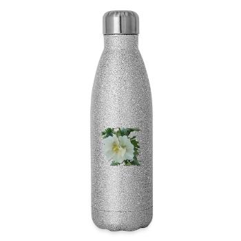 Rose trémière - Gourde isotherme pailletée 500 ml - paillettes argentées - Droite