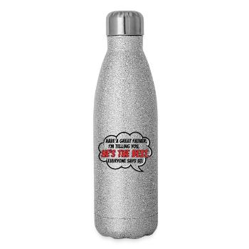 Beste Papa Geschenk Der Welt Für Besten Papa - Glitzer Isolierflasche 500 ml - Silber Glitzer - Rechts