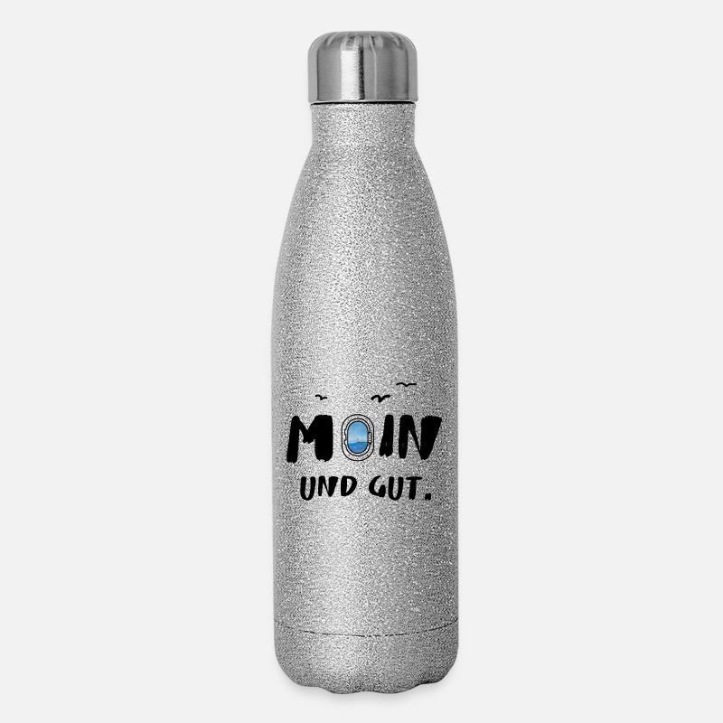 moin und gut - Glitzer Isolierflasche 500 ml - Silber Glitzer
