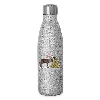 Joyeux Noël, Rainer Reindeer! - Gourde isotherme pailletée 500 ml - paillettes argentées - Droite