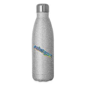 Vintage Retro 3D Typography Design - Glitzer Isolierflasche 500 ml - Silber Glitzer - Rechts