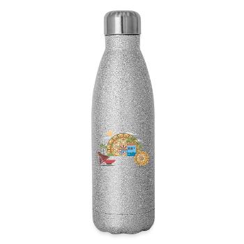 Moroccan Vector Mandala & Cultural Illustration - Glitter Thermal Bottle 500 ml - silver glitter - Right