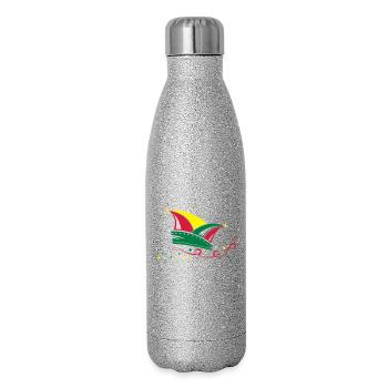 Narrenkappe Karneval Fasching - Glitzer Isolierflasche 500 ml - Silber Glitzer - Rechts