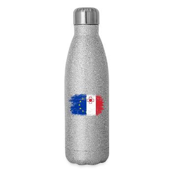 EU Japan Flagge Fusion Kreuz - Glitzer Isolierflasche 500 ml - Silber Glitzer - Rechts
