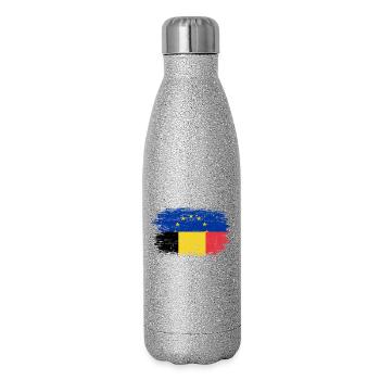 EU Romania Flag Fusion - Glitter Thermal Bottle 500 ml - silver glitter - Right