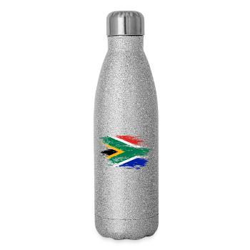 Drapeau de l’Afrique du Sud utilisé - Gourde isotherme pailletée 500 ml - paillettes argentées - Droite