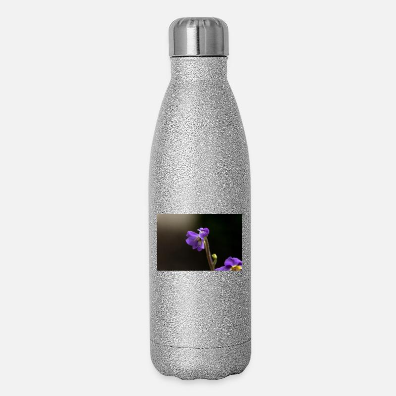 Violette Wildblume Muster - Glitzer Isolierflasche 500 ml - Silber Glitzer