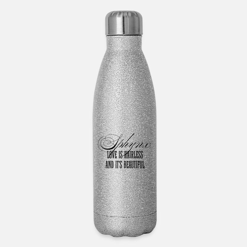 Wunderschöne Sphynx Katzenliebe - Glitzer Isolierflasche 500 ml - Silber Glitzer