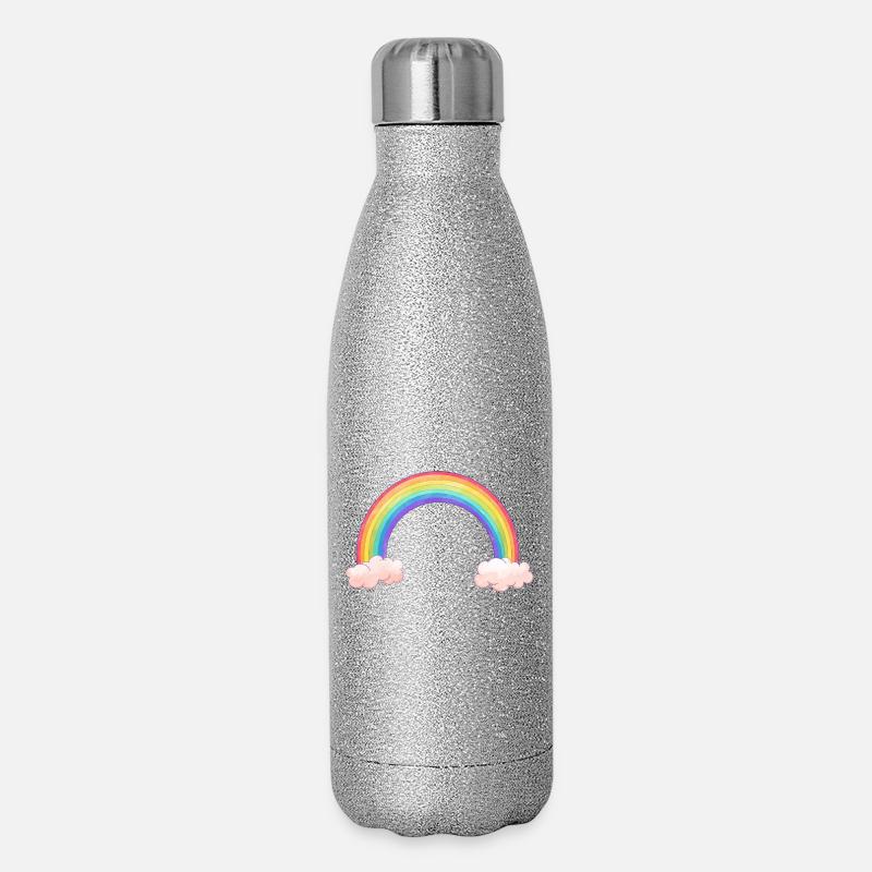 Rainbow bow with clouds - Glitter Thermal Bottle 500 ml - silver glitter