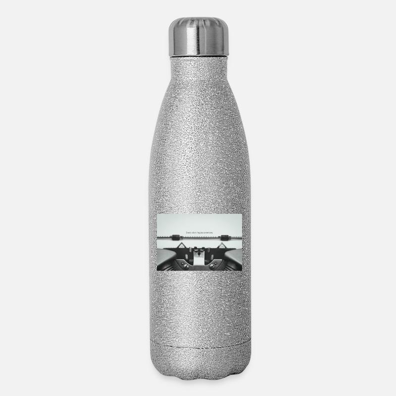 Every Story Begins Somewhere Typewriter Design - Glitzer Isolierflasche 500 ml - Silber Glitzer