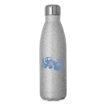 Bagger Radlader Baugeräteführer Silhouette - Glitzer Isolierflasche 500 ml - Silber Glitzer - Rechts