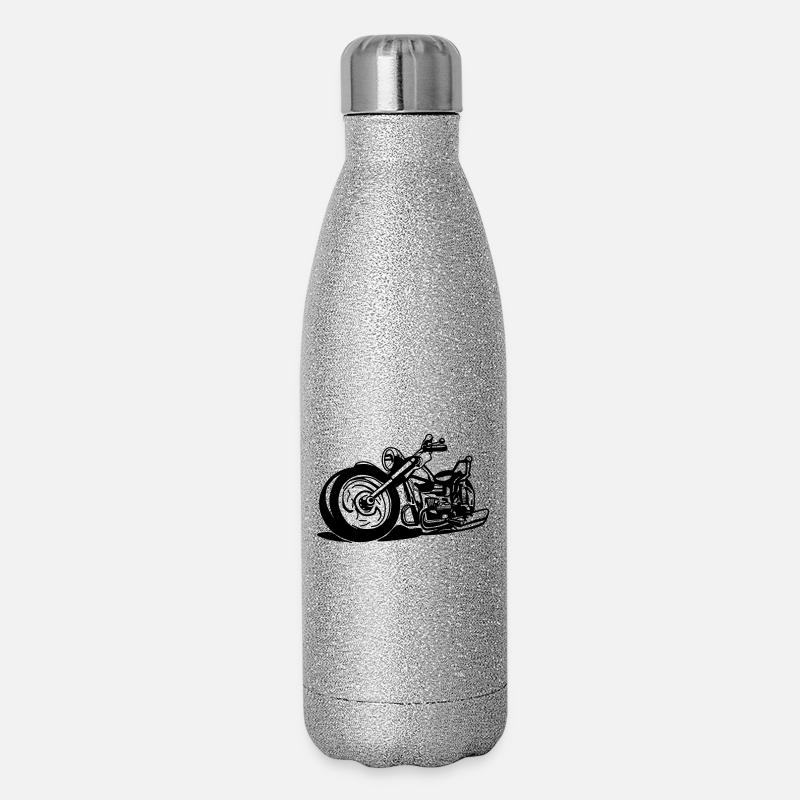 Kultige Chopper Silhouette - Glitzer Isolierflasche 500 ml - Silber Glitzer