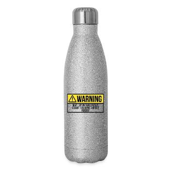 rugby - Gourde isotherme pailletée 500 ml - paillettes argentées - Droite