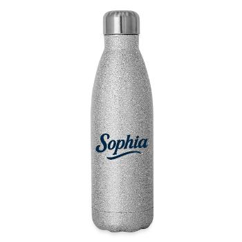 Abstraktes Wasserfarben Design - Glitzer Isolierflasche 500 ml - Silber Glitzer - Rechts