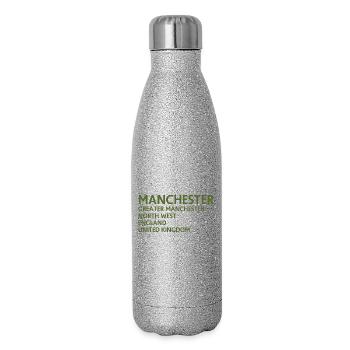 Manchester – Angleterre Lyrique - Gourde isotherme pailletée 500 ml - paillettes argentées - Droite