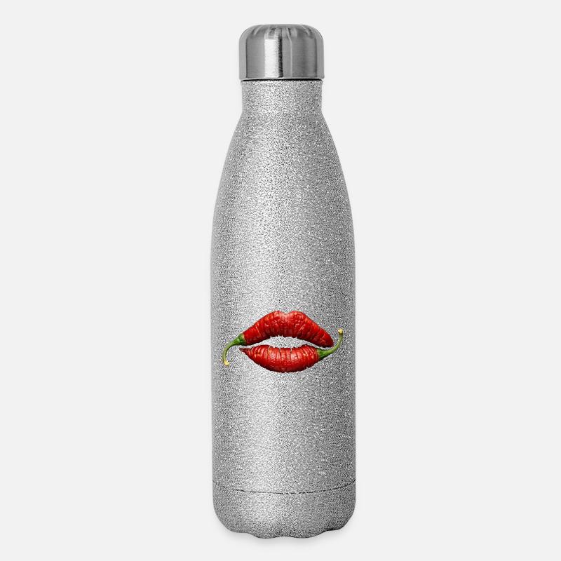 Peperoncino - Borraccia termica glitter 500 ml - argento glitterato