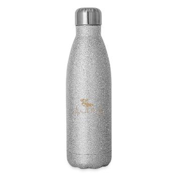 Moose Herzschlag Silhouette - Glitzer Isolierflasche 500 ml - Silber Glitzer - Rechts
