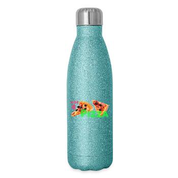 Hot 4 Pizza 🍕 Pizza Thème Vêtements pour les amoureux - Gourde isotherme pailletée 500 ml - paillettes bleues - Droite