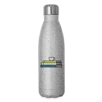 Bücherstapel Kaffeetasse Farbig - Glitzer Isolierflasche 500 ml - Silber Glitzer - Rechts