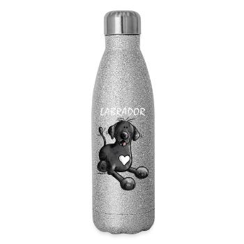 Labbi Love - Labrador Retriever - Hund - Glitzer Isolierflasche 500 ml - Silber Glitzer - Rechts