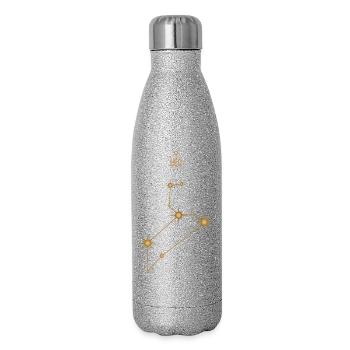 Signe du zodiaque Lion Constellation d’étoiles Tons dorés - Gourde isotherme pailletée 500 ml - paillettes argentées - Droite