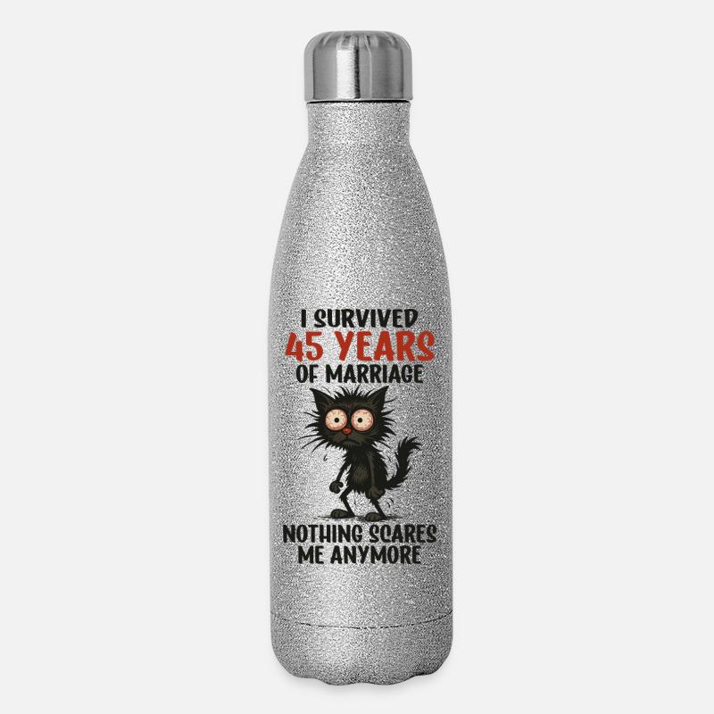 45 Hochzeitstag Geschenk Mann Frau Ehemann Ehefrau - Glitzer Isolierflasche 500 ml - Silber Glitzer