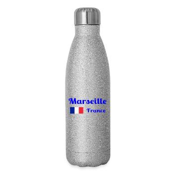 Marseille Frankreich - Stilvolle Drucke - Glitzer Isolierflasche 500 ml - Silber Glitzer - Rechts