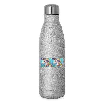 Licorne enchantée avec éclat arc-en-ciel - Gourde isotherme pailletée 500 ml - paillettes argentées - Droite