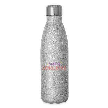 Endlich Schulkind - Glitzer Isolierflasche 500 ml - Silber Glitzer - Rechts
