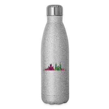 Paisley City Skyline Abbey Moderne Linienkunst - Glitzer Isolierflasche 500 ml - Silber Glitzer - Rechts