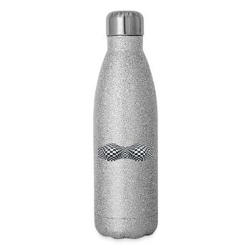 Motifs à damier pliés - Gourde isotherme pailletée 500 ml - paillettes argentées - Droite
