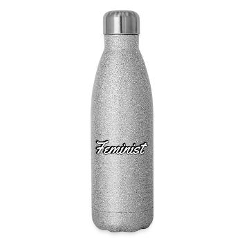 Feministisches Skript auf Bekleidung - Glitzer Isolierflasche 500 ml - Silber Glitzer - Rechts