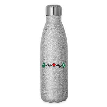 Devon Flag with Heartbeat - Glitter Thermal Bottle 500 ml - silver glitter - Right