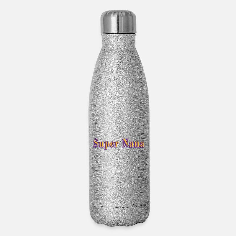 Super Nana - Glitzer Isolierflasche 500 ml - Silber Glitzer
