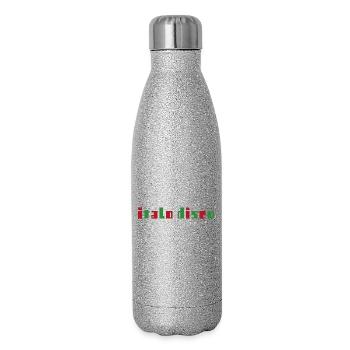 ITALO DISCO Italie Drapeau italien - Gourde isotherme pailletée 500 ml - paillettes argentées - Droite