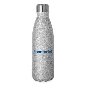 SANTORINI Greece Griechenland Hashtag - Glitter Thermal Bottle 500 ml - silver glitter - Right