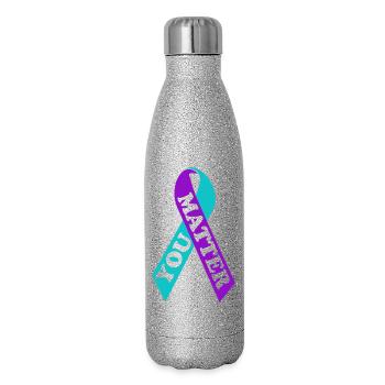 YOU MATTER Suicide Awareness Ribbon - Glitter Thermal Bottle 500 ml - silver glitter - Right